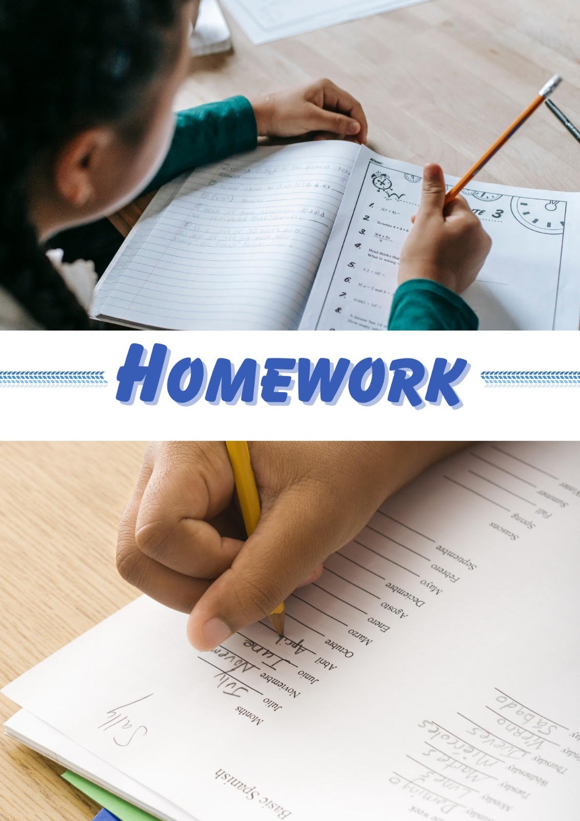Children doing homework at a desk