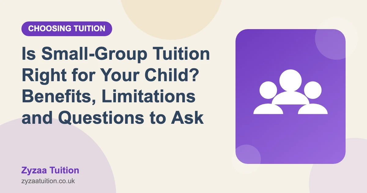 Illustration of a group of three people beside the title Is Small-Group Tuition Right for Your Child?
